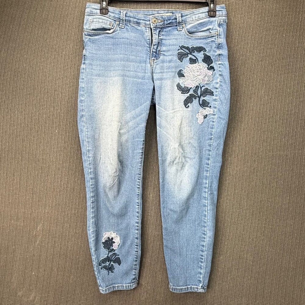 Vintage America Blues Womens Size 8/29 Blue Floral Embroidered Jeans Light Wash